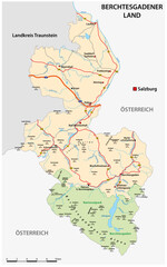 Road map of the Berchtesgadener Land district, Bavaria, Germany