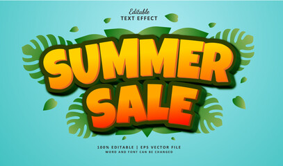 Summer Sale Text Effect 3d Style Modern Bold. Editable Text Effect Theme Summer Season.