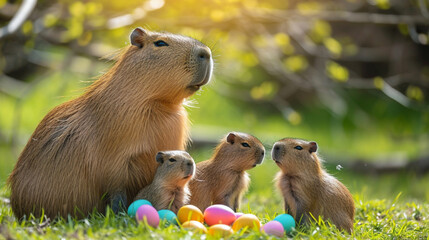Easter picture with painted Easter eggs
