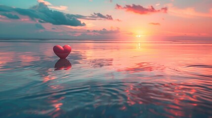Heartfelt Reflection A Serene Sunset Serenades a Tranquil Lake s Pastel Hued Embrace