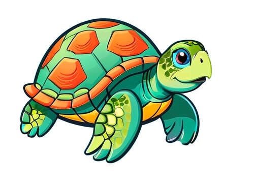 Cute animal sea turtle cartoon isolated on white background