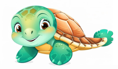 Obraz premium Cartoon Sea turtle cute illustration. isolated on white background
