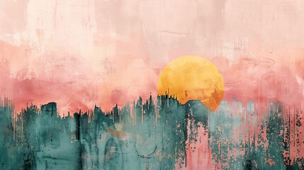 A soothing abstract lofi image featuring soft pink, peach amber, yucca, and arbor green hues, creating a serene atmosphere for reflection and joy.