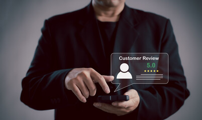 Client or consumer rating service experience on online application. customer review satisfaction...