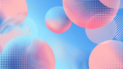 An abstract background pattern in blue and pastel pink merges Mercury, CNC, and circus elements, showcasing minimalistic design with emphasis on negative space. - obrazy, fototapety, plakaty