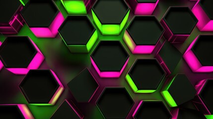 Neon Glow Hexagonal Abstract Background for Modern Design.