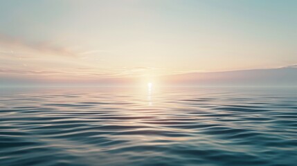 Serene Sunrise over Tranquil Ocean Waters. - obrazy, fototapety, plakaty