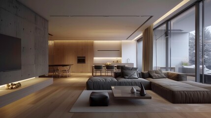 designs Modern kitchen and living room interior