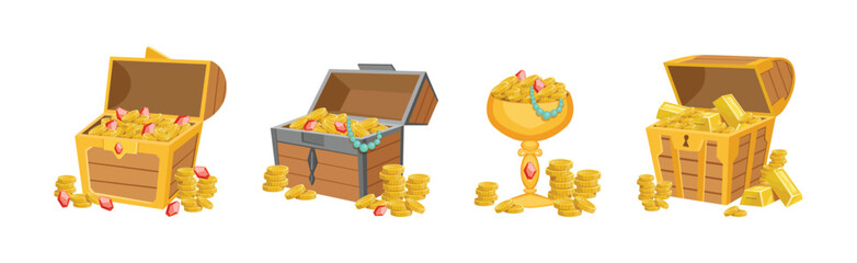 Pirate Treasure and Riches with Gem and Gold Vector Set