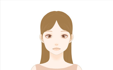 若い女性の正面の顔（ナチュラル）

