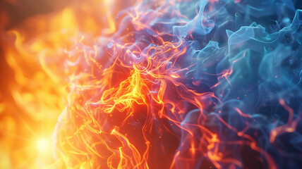 Heat stroke visual representation with a glowing aura, showcasing creativity in a banner format, including ample copy space, rendered in a photorealistic style, close-up