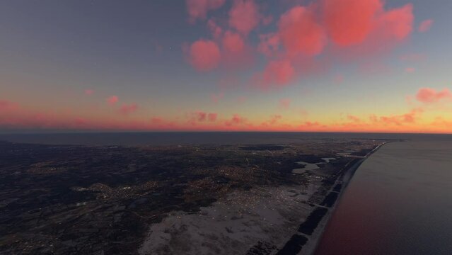 Aerial view of Dakar in Africa at dusk. Senegal