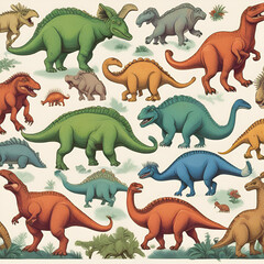 seamless pattern with dinosaurs