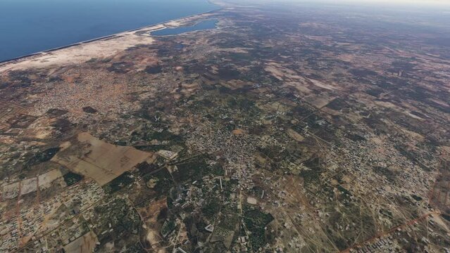 Top aerial view of Dakar in Africa. Senegal