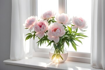 pink and white peonies flowers