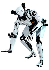 3D Rendering Male Robot on White