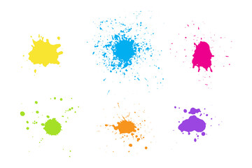 Multicolor paint splatters vector elements set