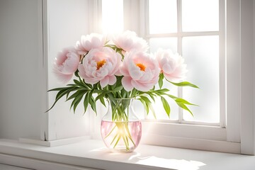 pink and white peonies flowers