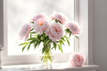 pink and white peonies flowers