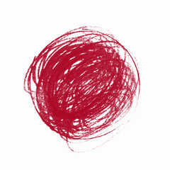 Stift Zeichnung: Gekritzelter roter Kreis auf weißem Hintergrund