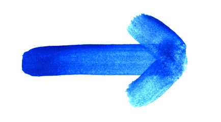 Pinsel Zeichnung: Blauer Pfeil zeigt nach rechts