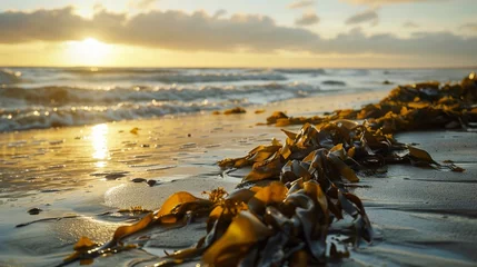 Foto auf Acrylglas Seaweed sunset beach sea © 2rogan