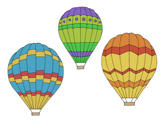 Air balloon set color isolated illustration vector - 781325881