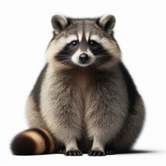 Image of isolated raccoon against pure white background, ideal for presentations 