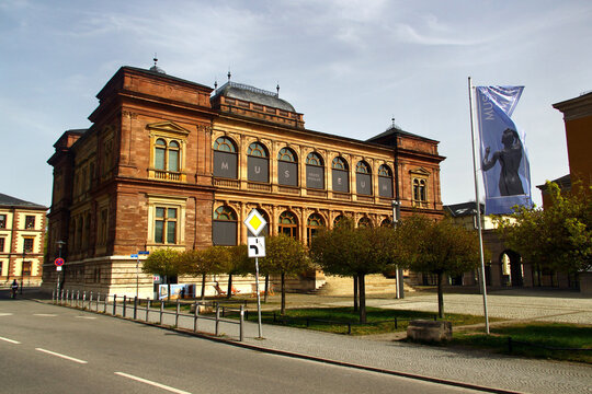 Weimar, Germany - April 7, 2024: The Museum Neues Weimar, an art and design museum built in 1869 as one of the first German museum buildings.