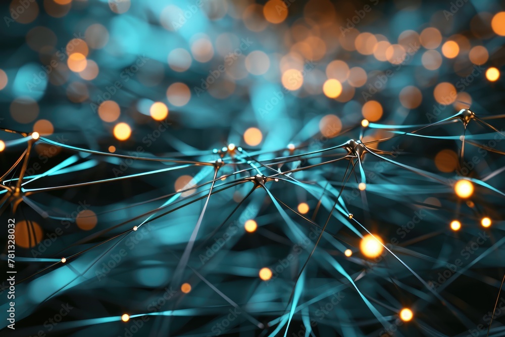 Poster an intricate network representing data learning background, ai generated