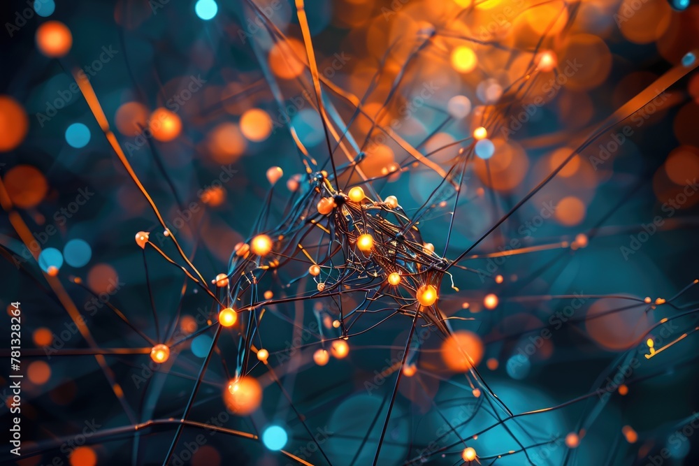Poster an intricate network representing data learning background, ai generated