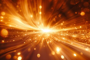 Obraz premium golden glowing flowing lights background. Template for design presentation