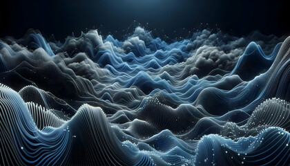Algorithmic Ocean Waves: Flowing Information in Digital Abstract Landscape (Photo Real)