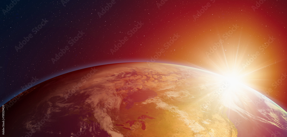 Poster planet earth with a spectacular sunset 