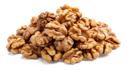 Pile of walnuts isolated on transparent background