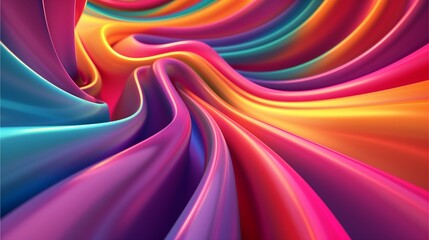 Soft satin waves in vibrant hues: Abstract background art with touchable textures, radiant light, and flowing curves