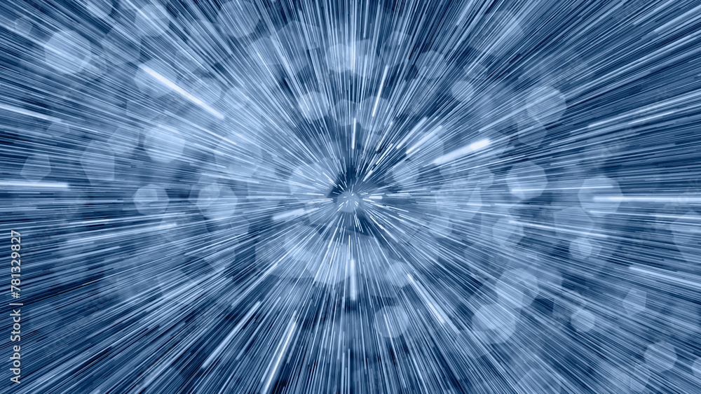 Poster abstract flight in space hyper jump illustration