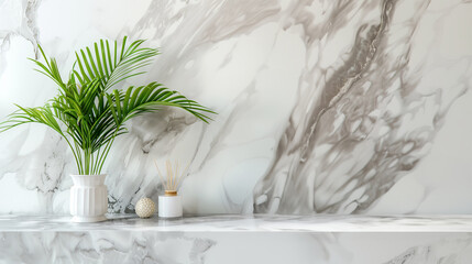 Green plant on marble with home decor for mock up