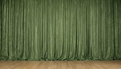 green curtains framing an empty stage, theater display backdrop