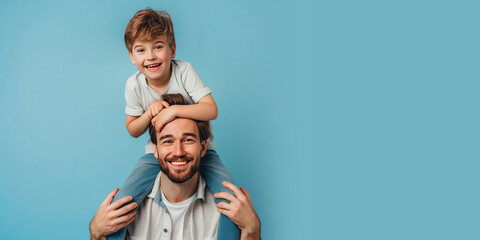 Happy Father Days Image with Father and Son and Space for Copy