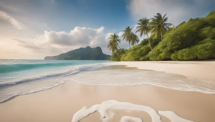 Fototapete Rund the island's tropical beach scene © powerstock