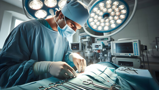 Professional Surgeons Showcasing Surgical Precision and Intense Focus in Candid Operating Room Environment - Daily Routine