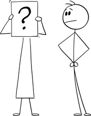Anonymous female hiding real individuality or emotion, vector cartoon stick figure or character illustration.