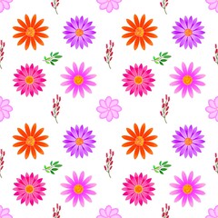 seamless pattern flower and leaves for background, backdrop, wallpaper, clothes