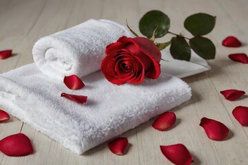 Obraz na płótnie Canvas rose and towel