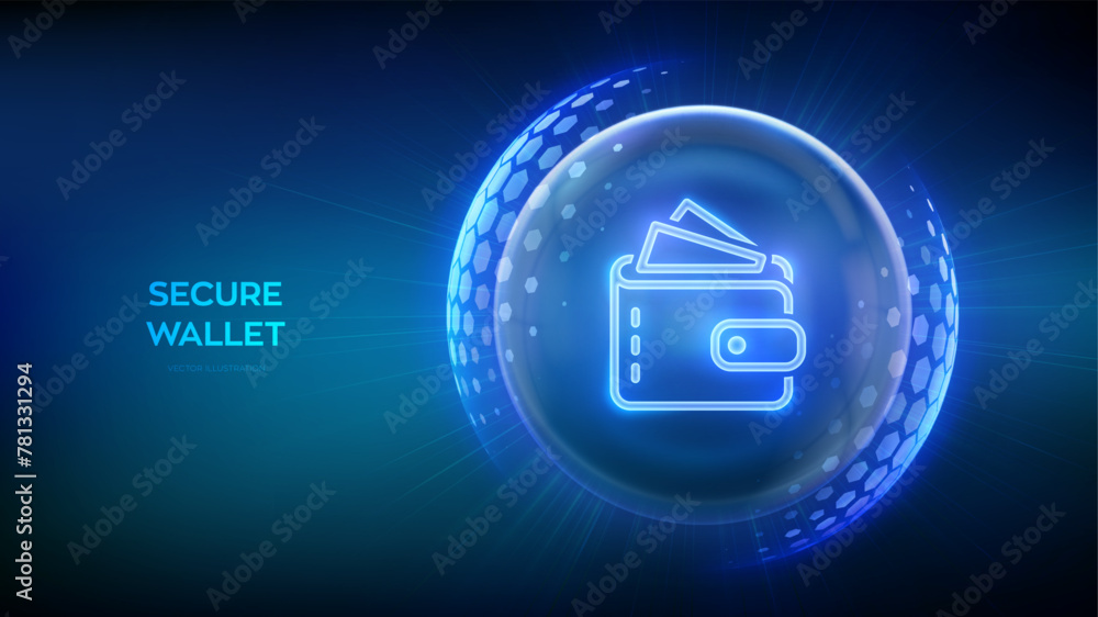 Poster secure digital wallet. online banking. safety payments. secure transactions. personal financial data