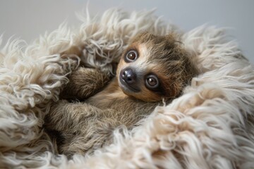 Naklejka premium A charming baby sloth appears contemplative
