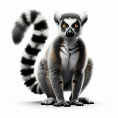 Naklejka premium Image of isolated Ring-tailed Lemur against pure white background, ideal for presentations 