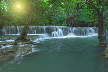 Beautiful deep forest waterfall in Thailand. - 781331275