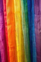 Multicolored fabric panels present a vivid spectrum